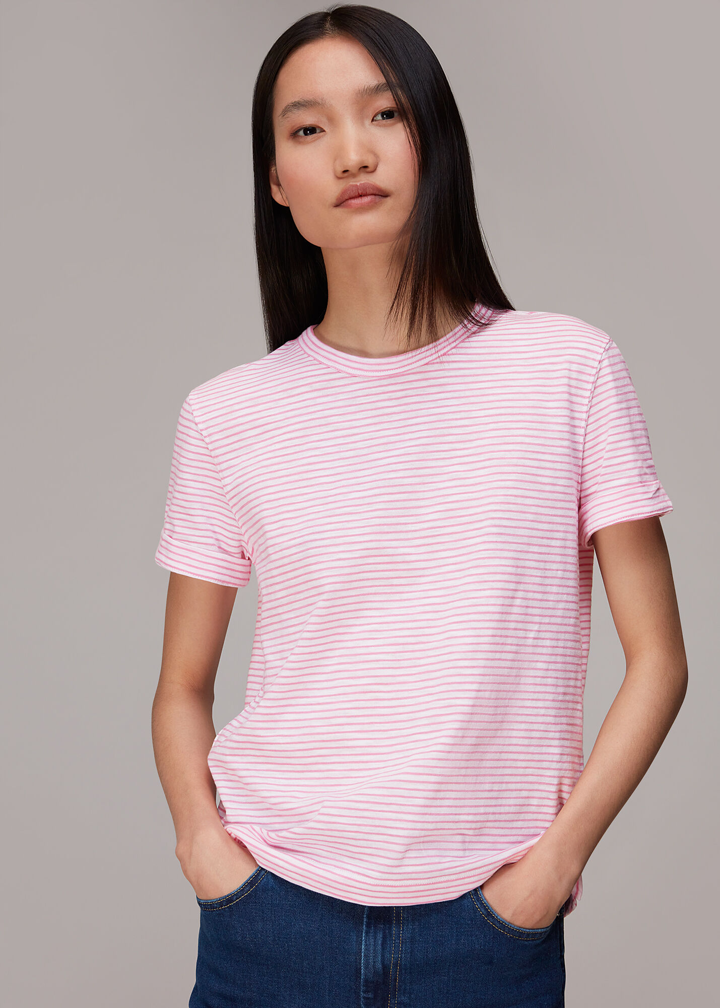 Pink striped t shirt clearance