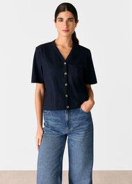 Ella V Neck Button Through Tee
