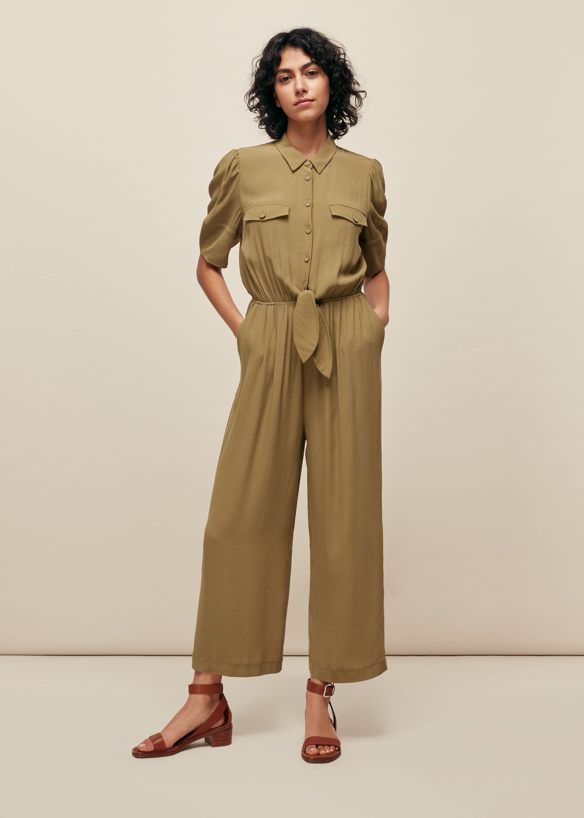 Tie up front jumpsuit hot sale