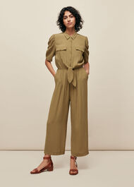 Hanne Tie Front Jumpsuit Khaki