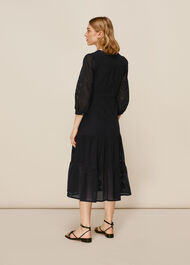 Sara Midi Broderie Dress Black
