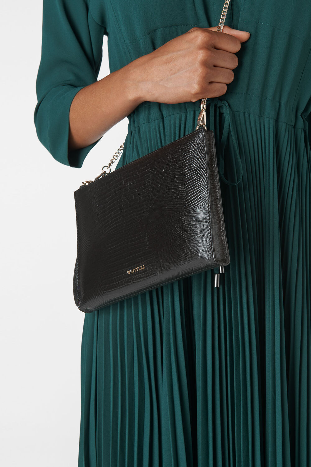 Hampton Lizard Chain Pouch Black