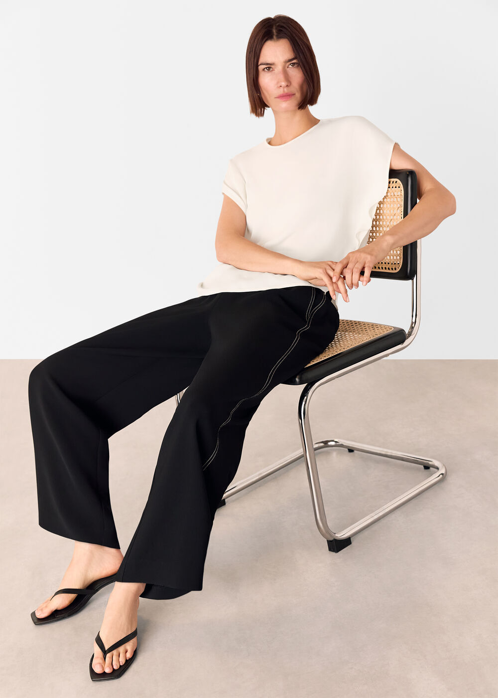 Crepe Stitch Detail Trouser