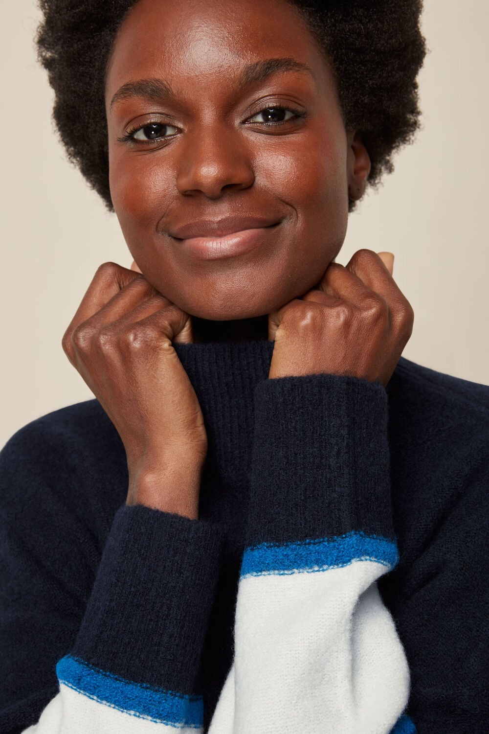 Colour Block Funnel Neck Knit