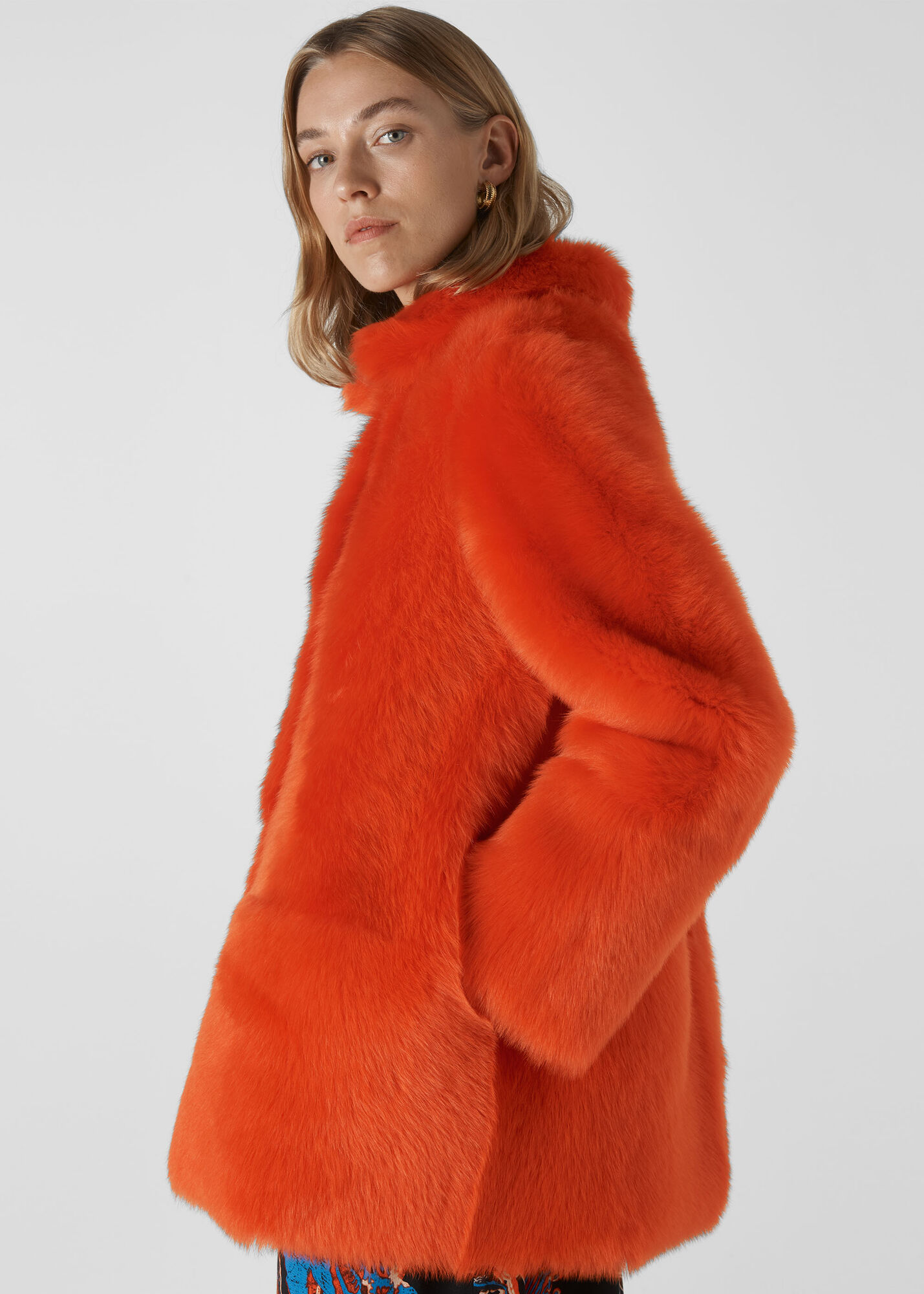 Orange Alba Shearling Coat WHISTLES