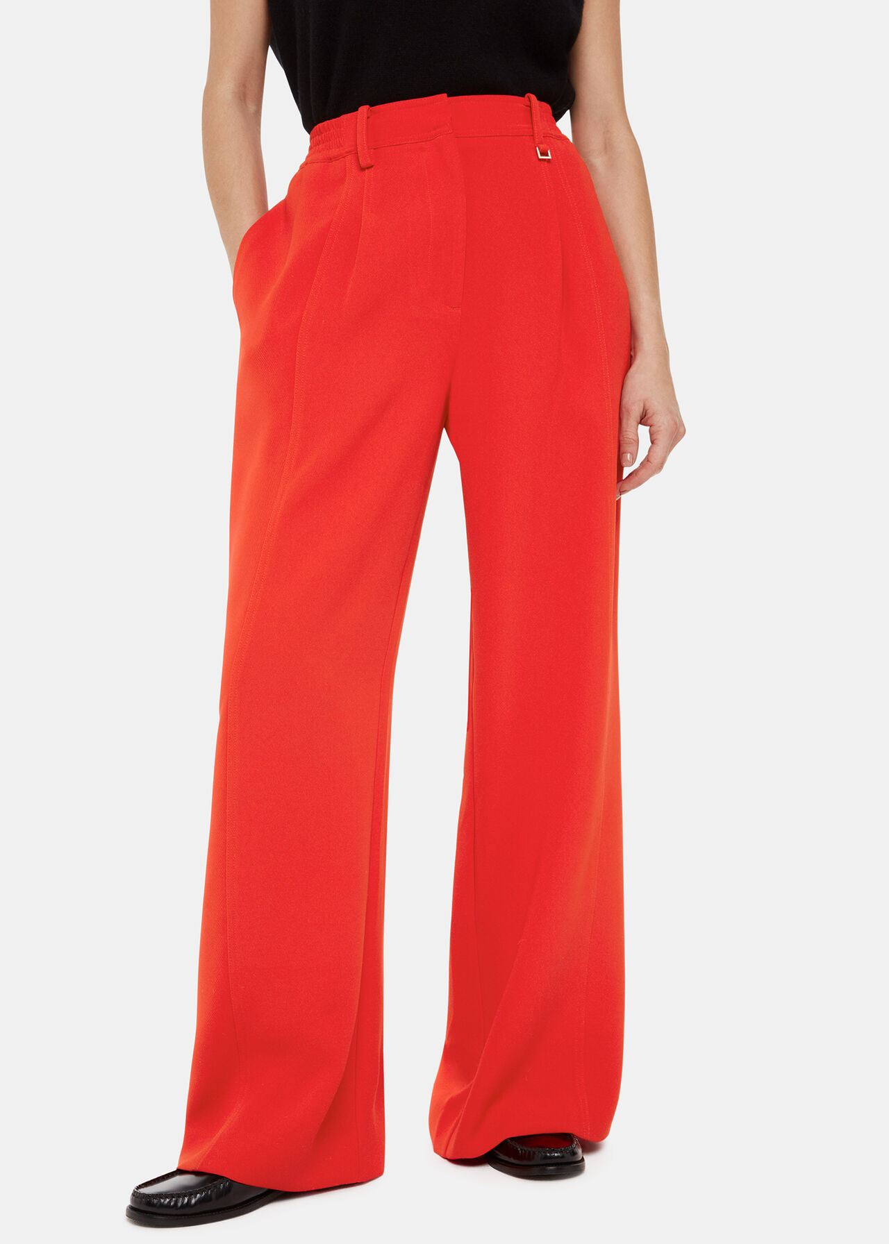 Red Harper Crepe Wide Leg Trouser | WHISTLES | Whistles UK