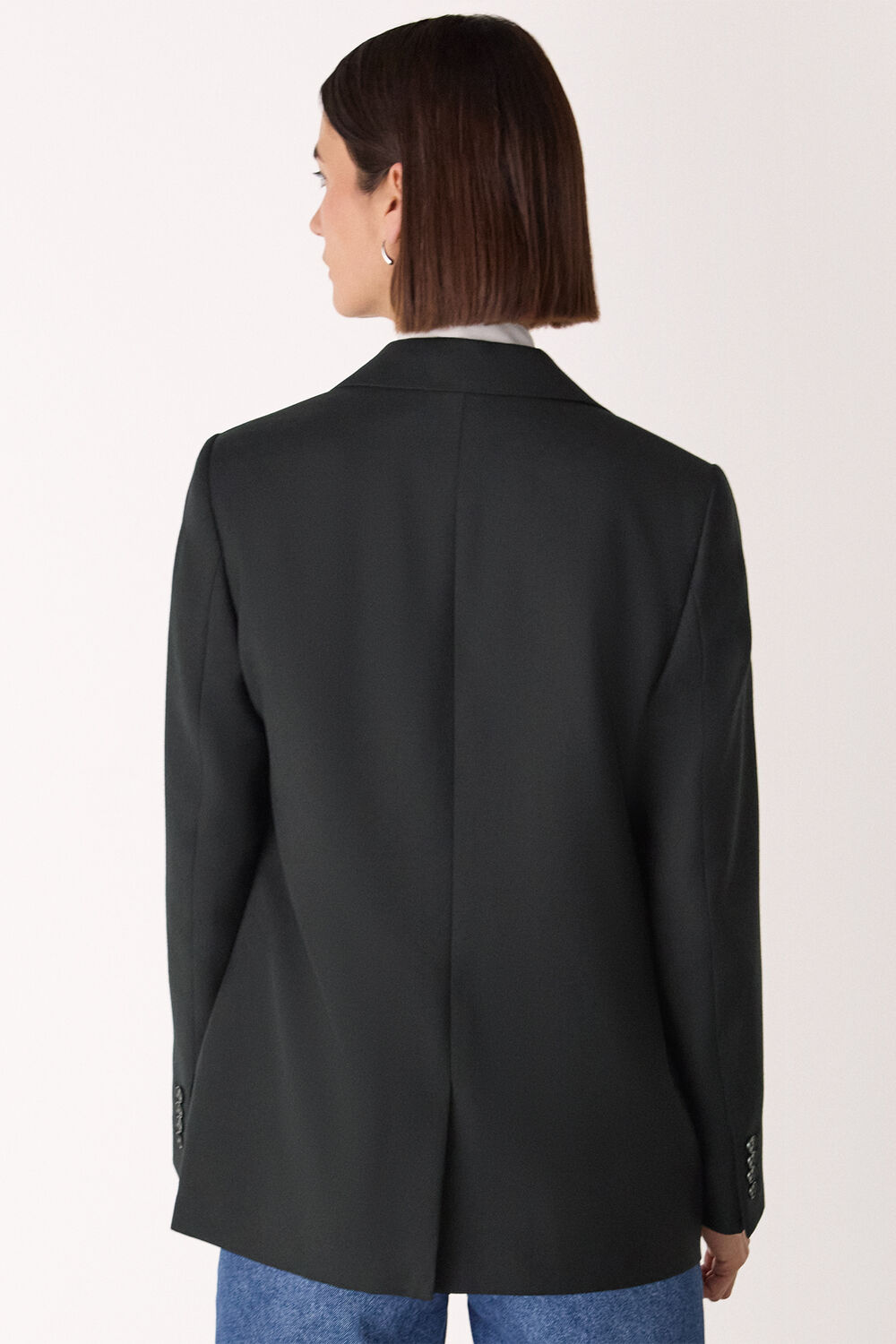 Black Single Breasted Wool Blazer