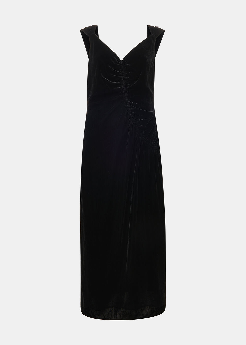 Draped Velvet Midi Dress