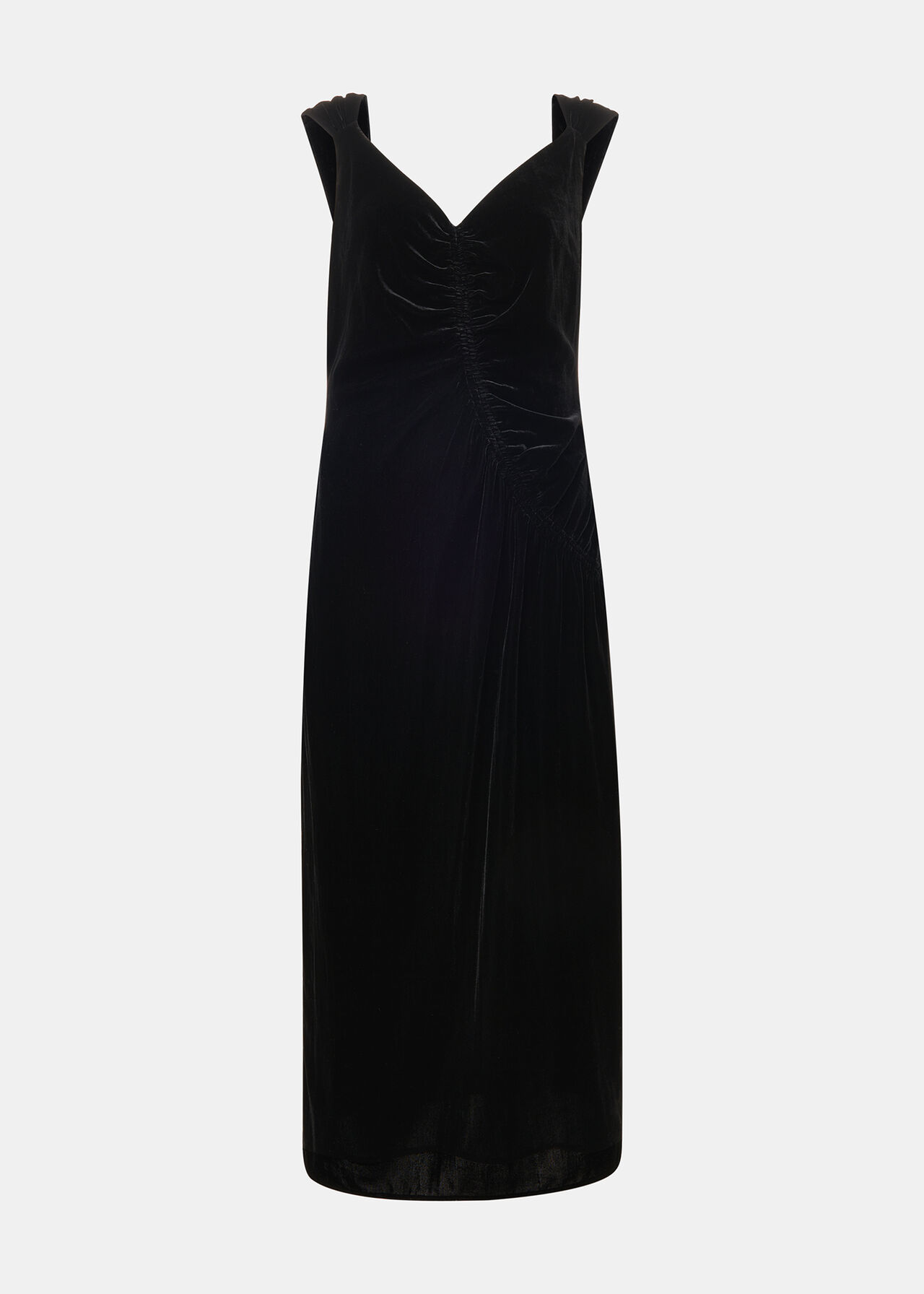 Draped Velvet Midi Dress