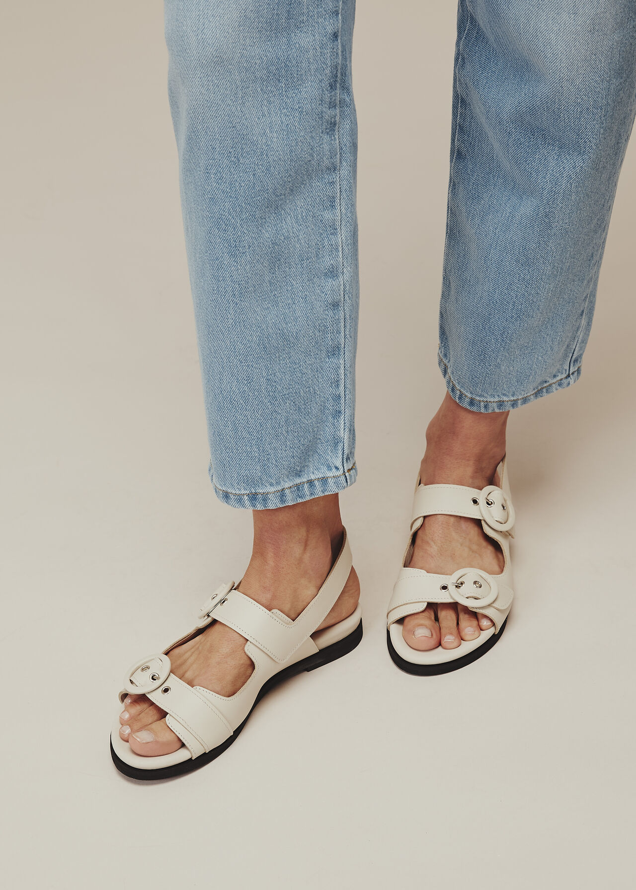 Marcie Double Buckle Sandal Stone