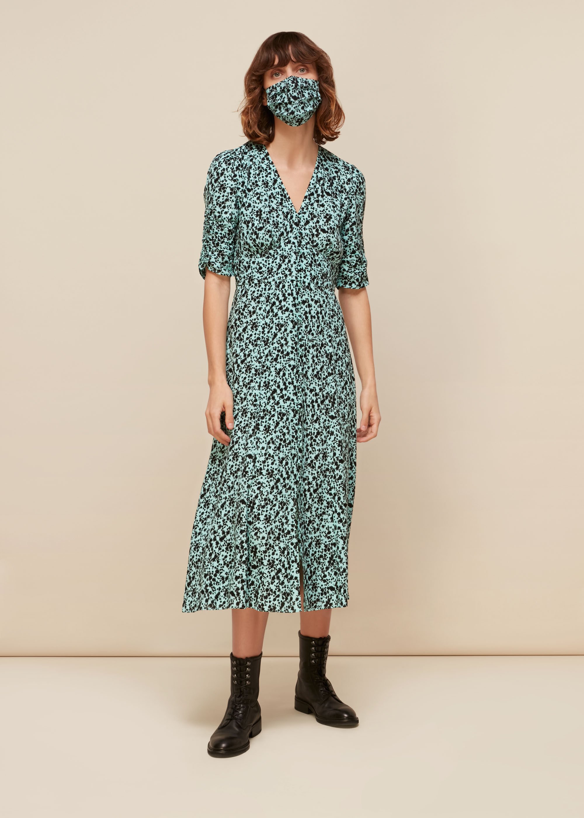 Whistles deco top floral print dress