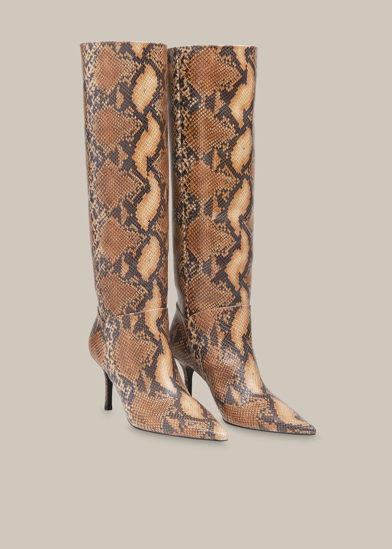 Conna Snake Knee High Boot Brown/Multi