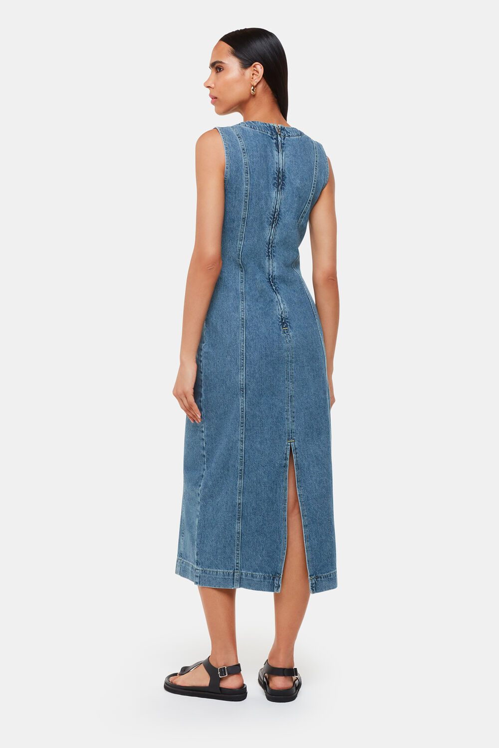 Sleeveless Denim Midi Dress