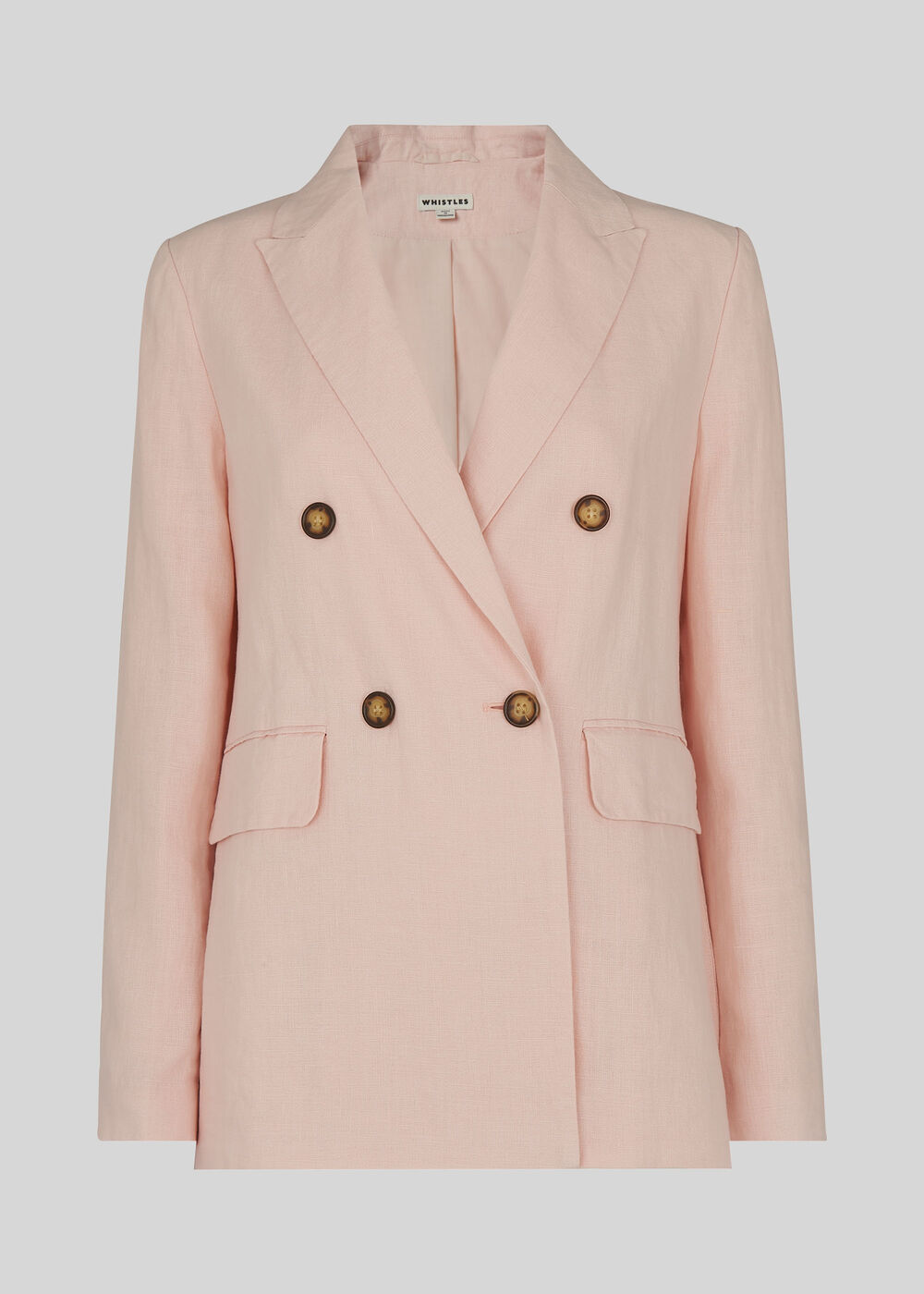Linen Breasted Blazer Pale Pink