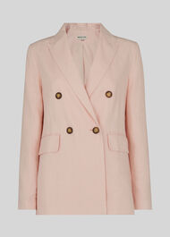 Linen Breasted Blazer Pale Pink