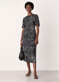 Crackle Print Twist Midi Dress