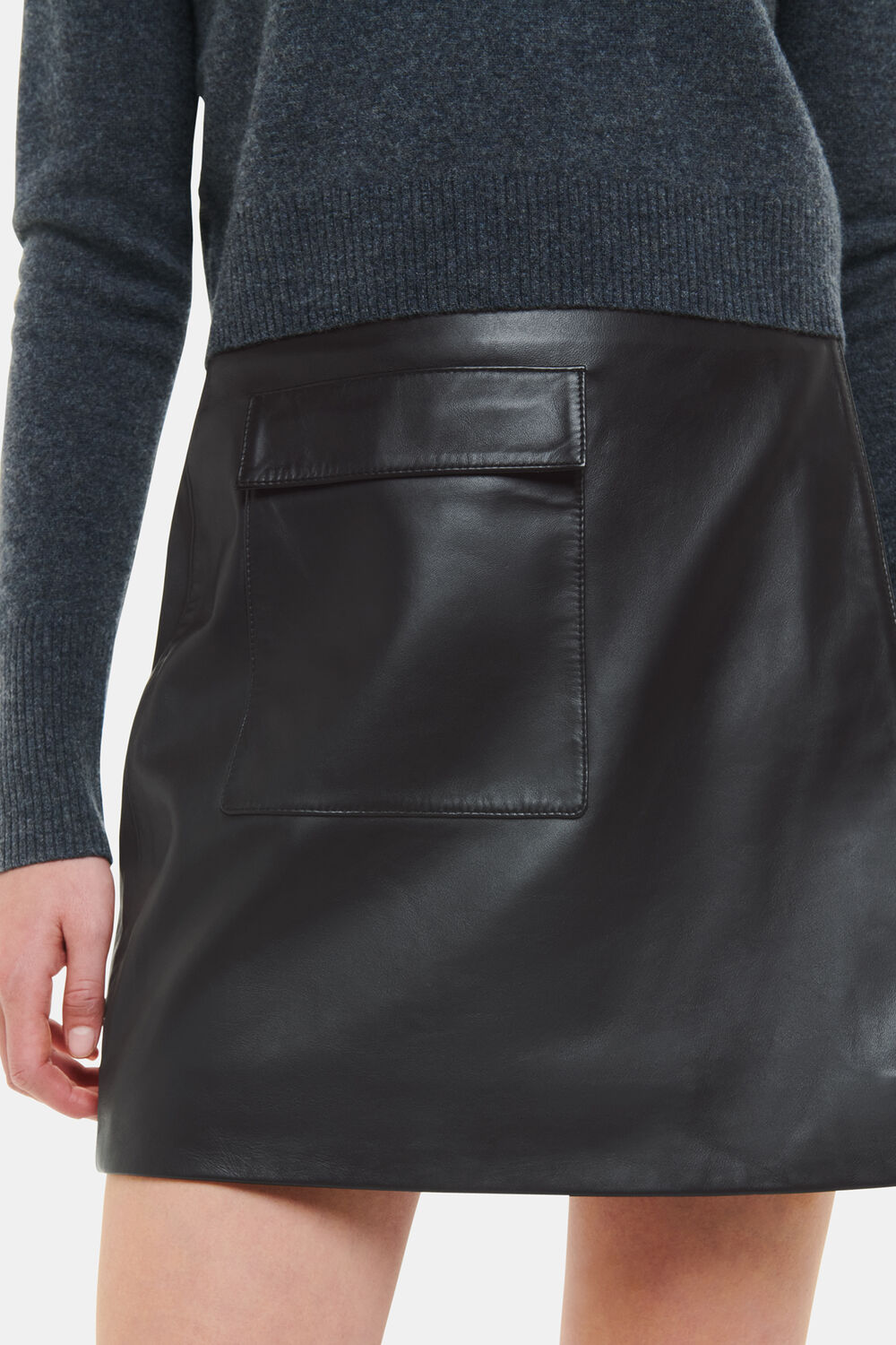 Black Wrap Leather Mini Skirt