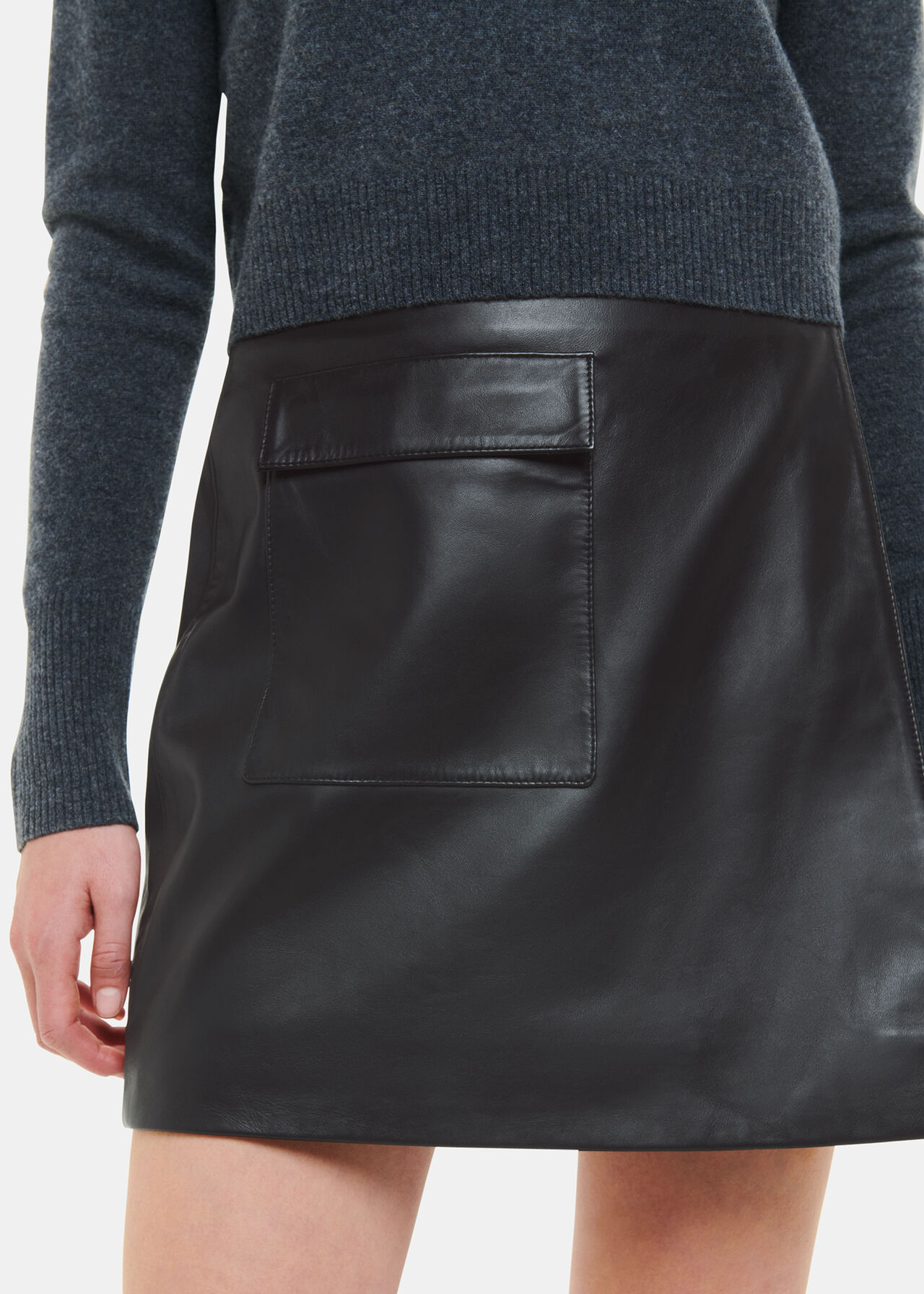 Wrap Leather Mini Skirt