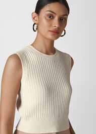 Waffle Knitted Top Ivory/Multi