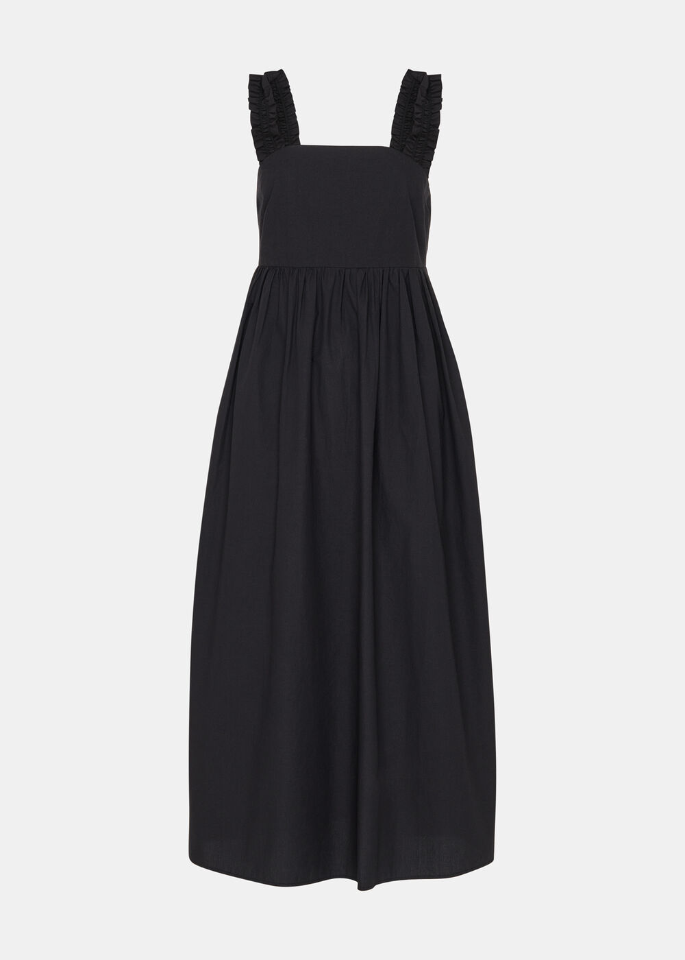 Ruffle Strap Poplin Midi Dress