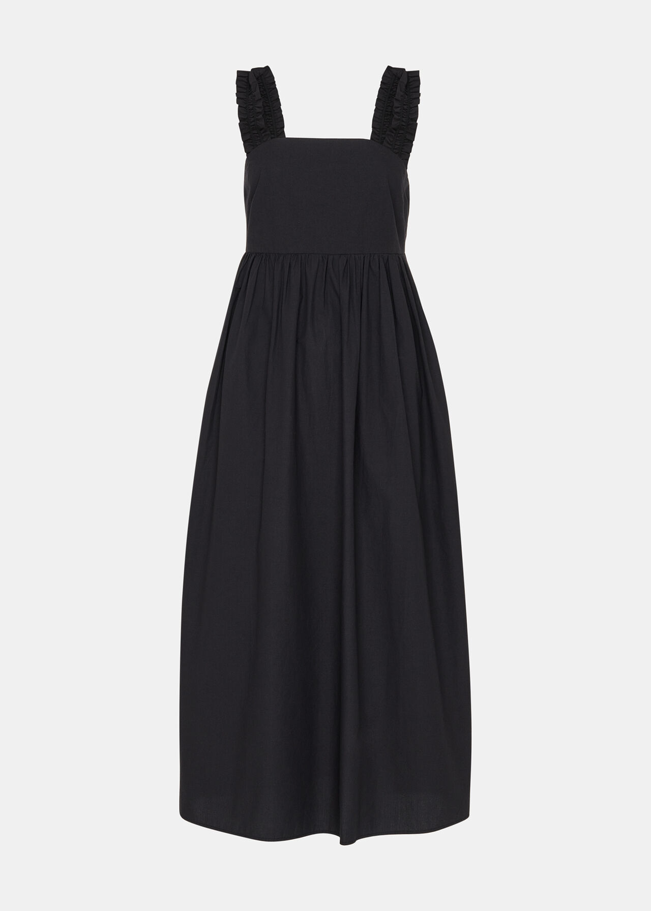 Ruffle Strap Poplin Midi Dress