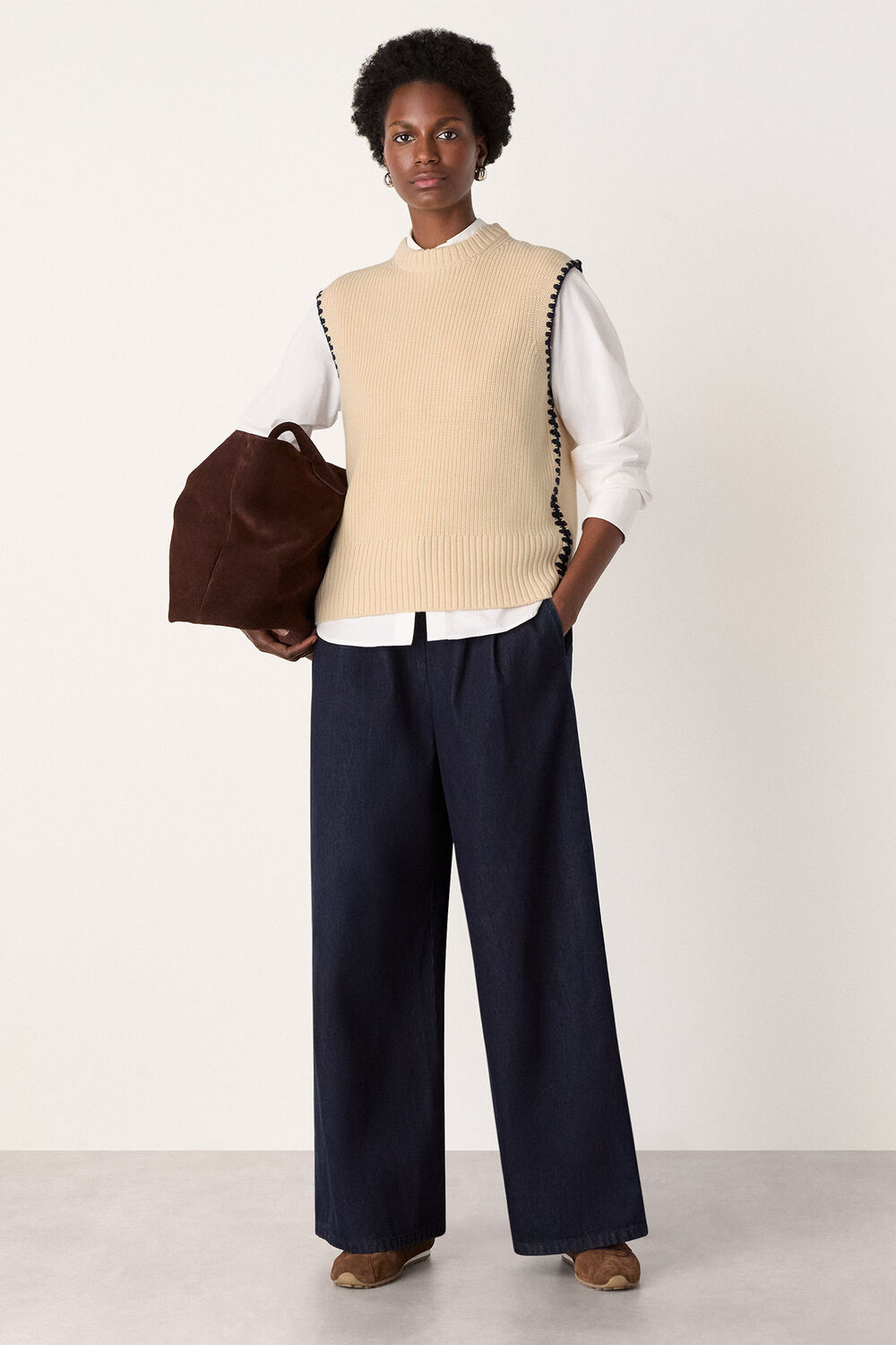Blanket Stitch Wool Mix Tank