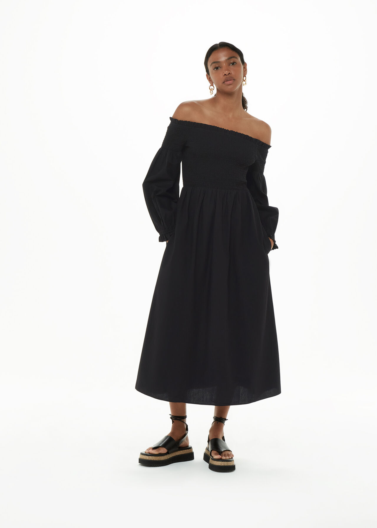 Clara Bardot Poplin Dress