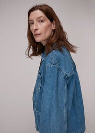 Zip Front Denim Cargo Jacket