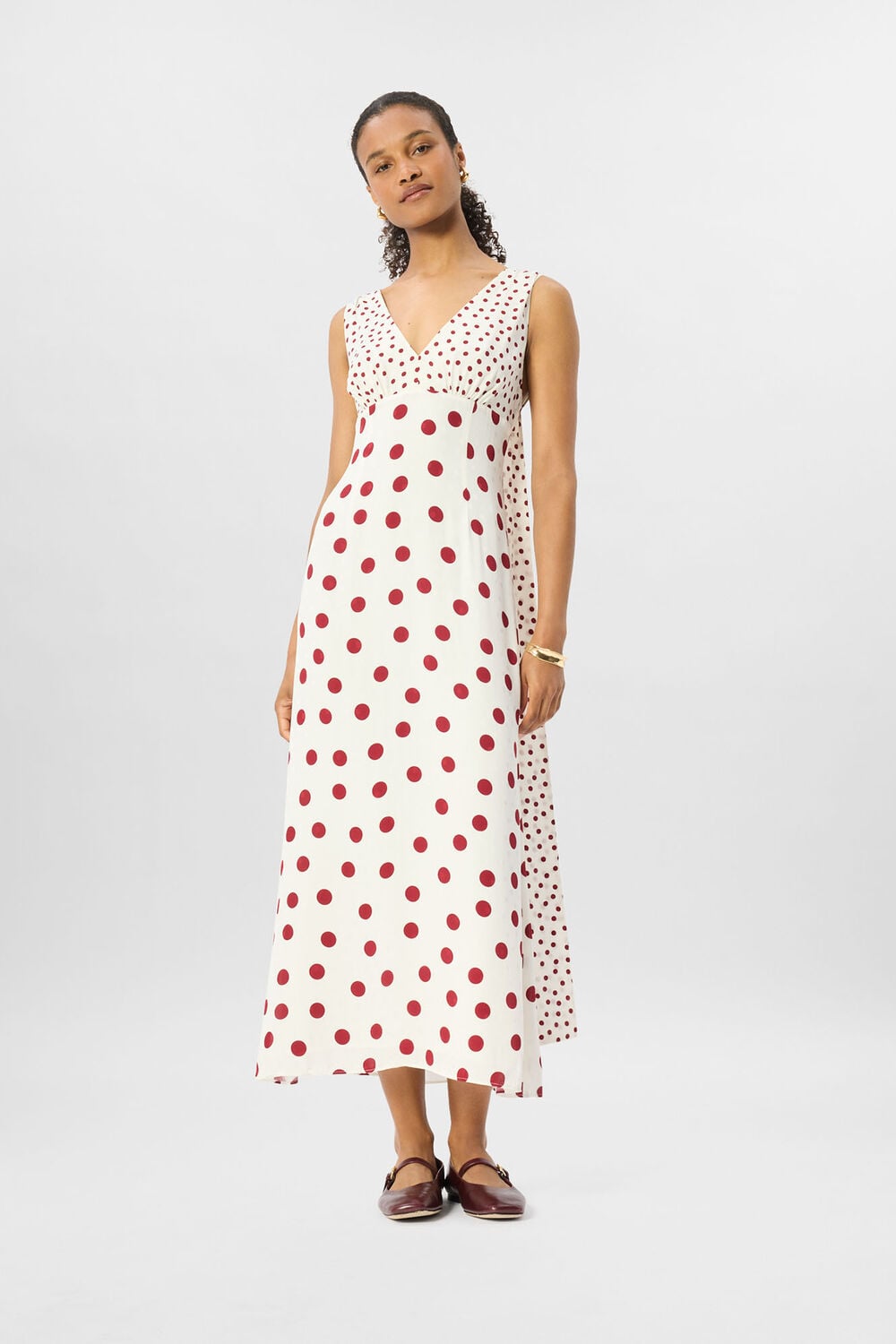 Cream Jacquard Spot Scarf Back Dress
