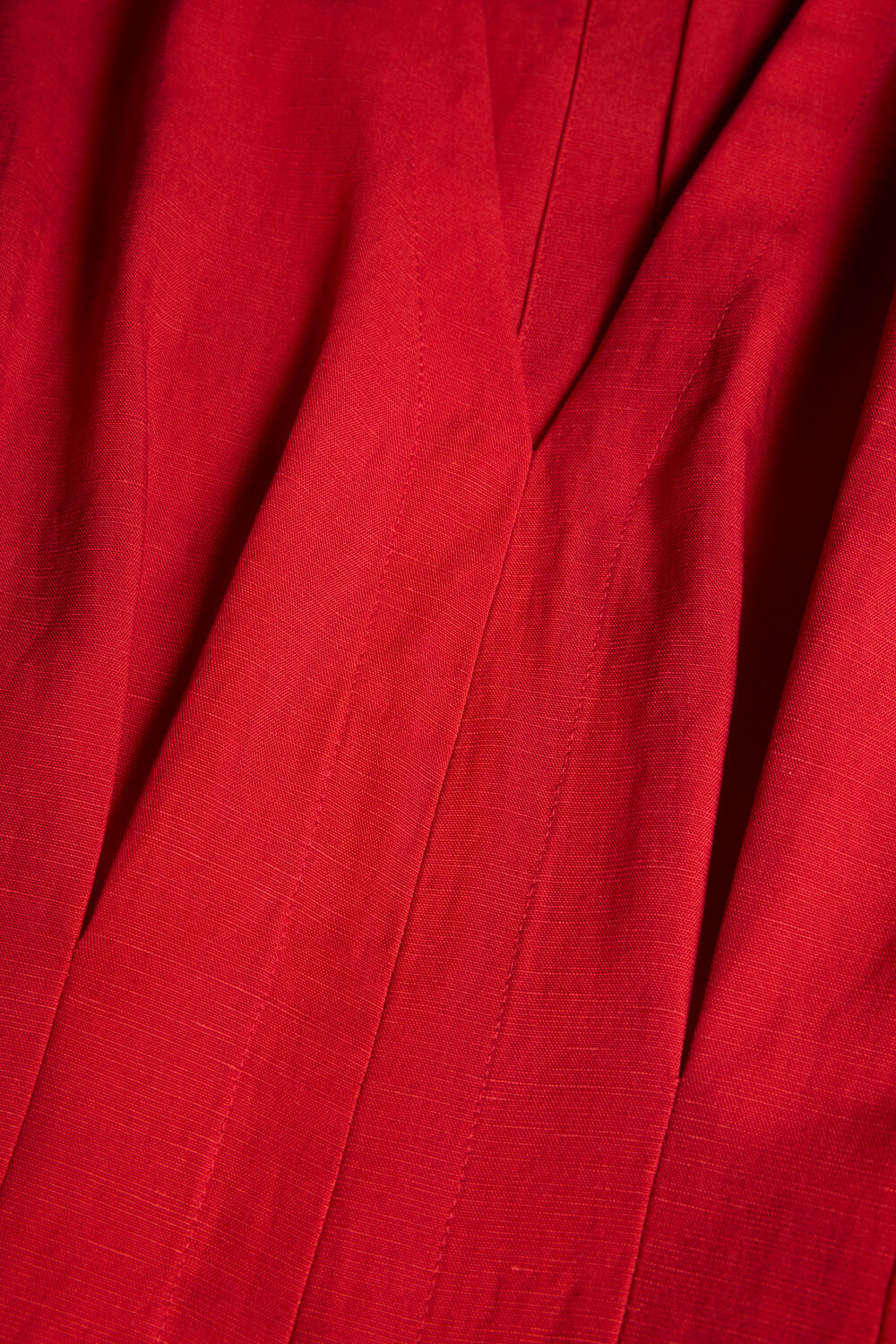 Red Petite Panel Linen Blend Dress