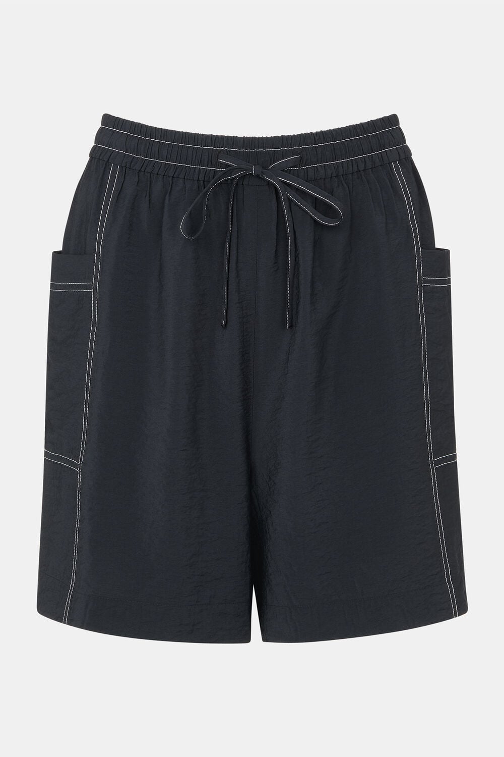Black Contrast Stitch Pull On Short