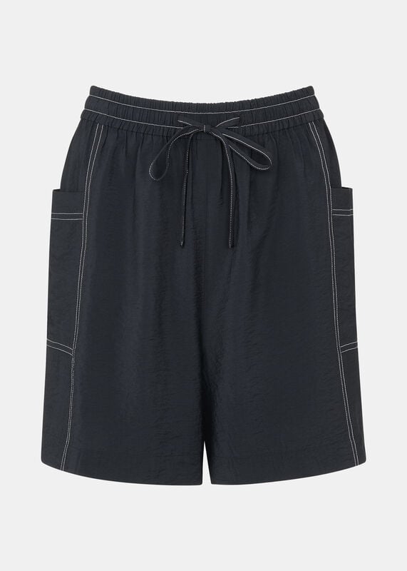 Black Contrast Stitch Pull On Short