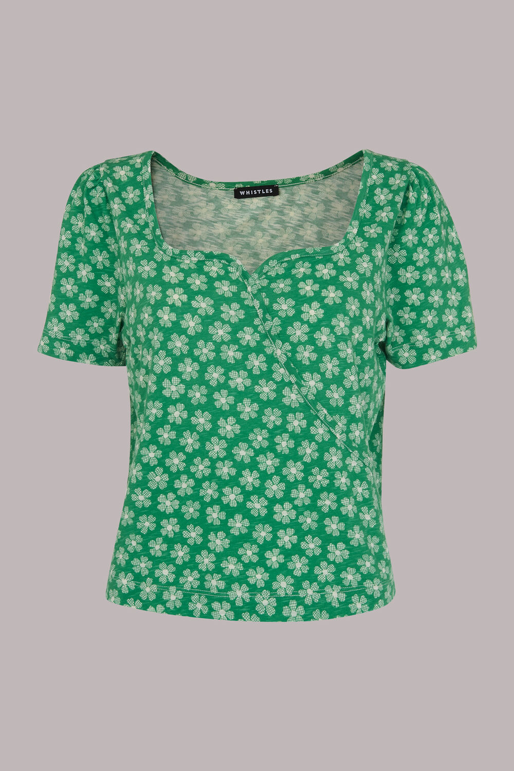 Green Daisy Check Wrap Tee