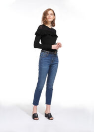 Crop Frill Yoke Sweater Black