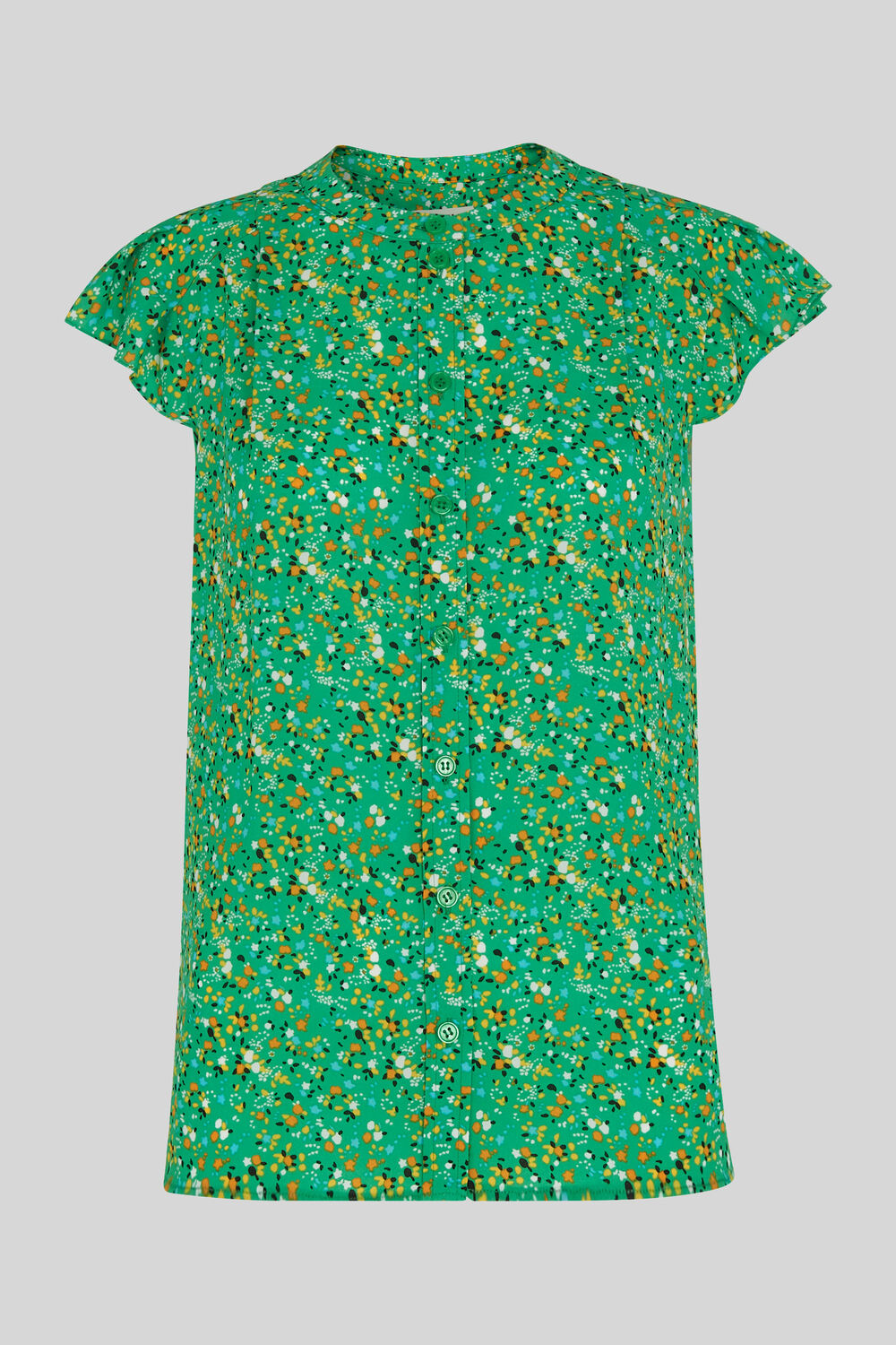 Ditsy Blossom Pleated Blouse Green/Multi