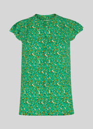 Ditsy Blossom Pleated Blouse Green/Multi