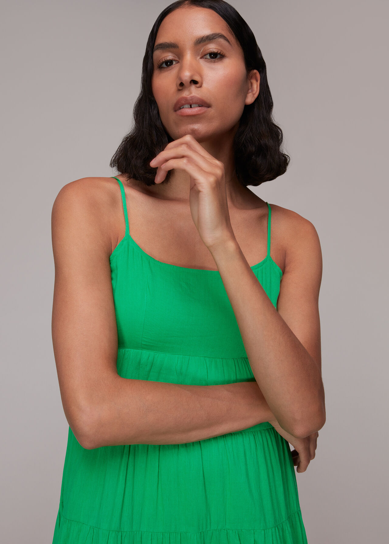 Green Grace Tiered Midi Dress WHISTLES