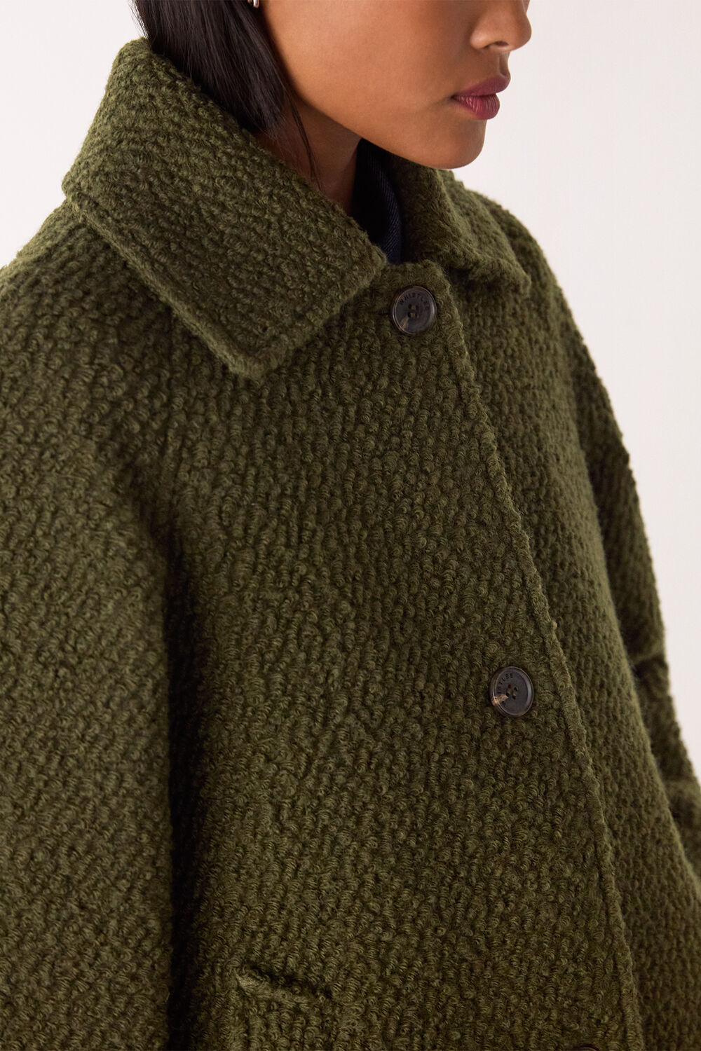 Khaki Petite Romy Boucle Coat