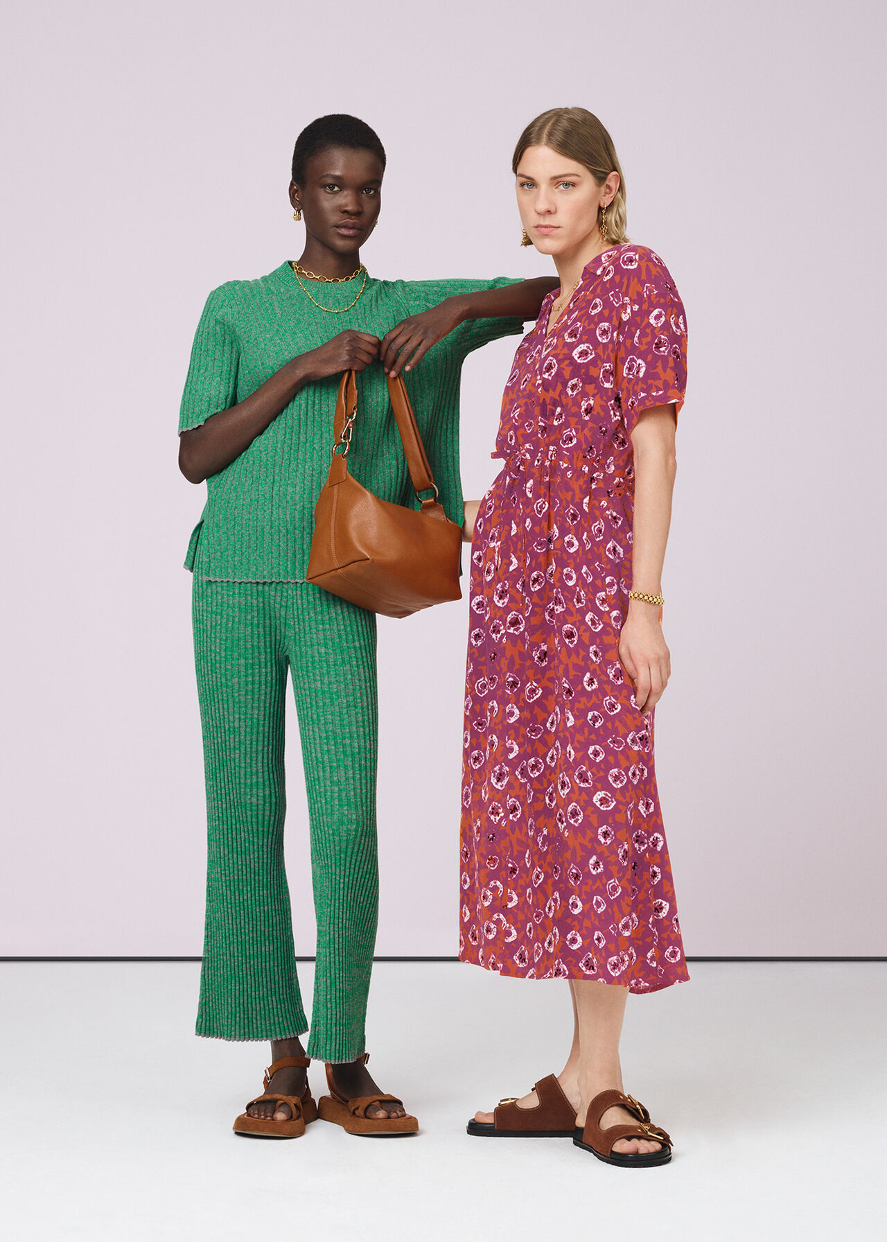 Flecked Rib Flare Knit Trouser
