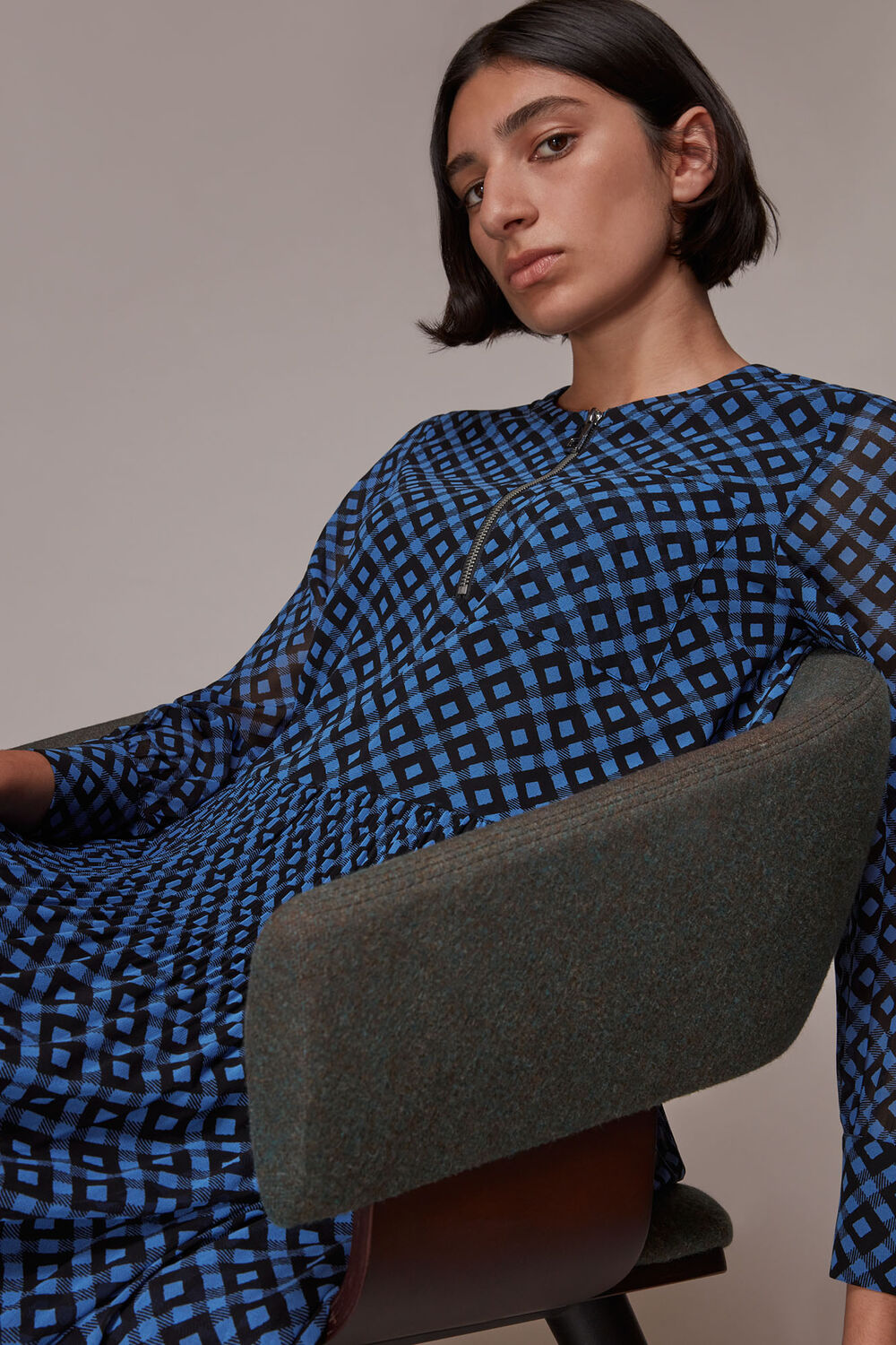 Gingham Check Pleated Dress