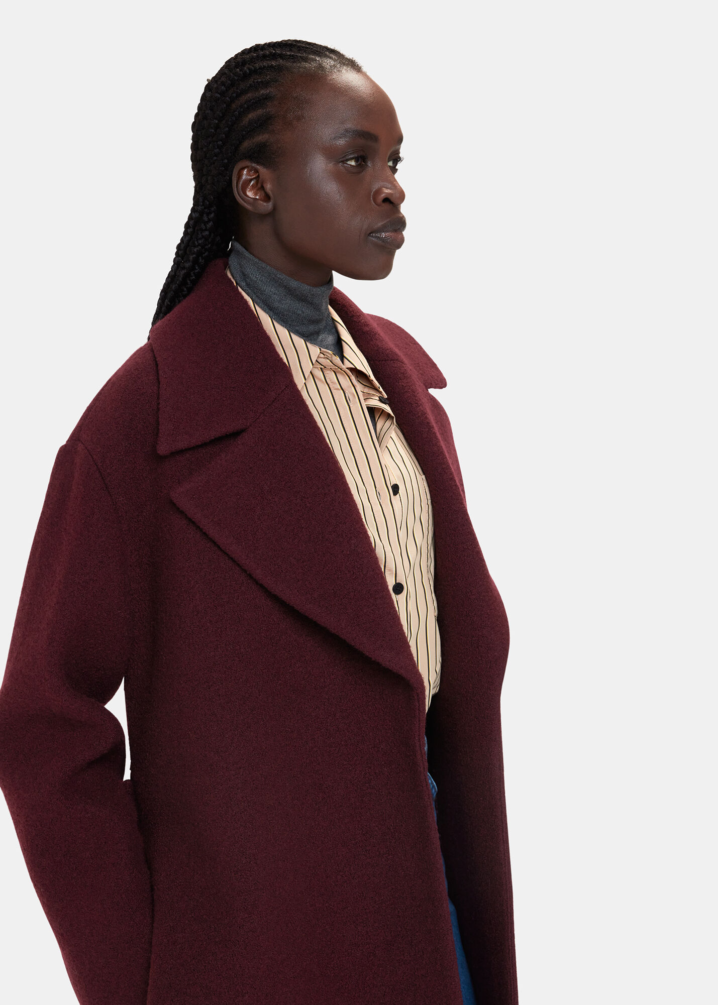 Long burgundy wool coat 2025