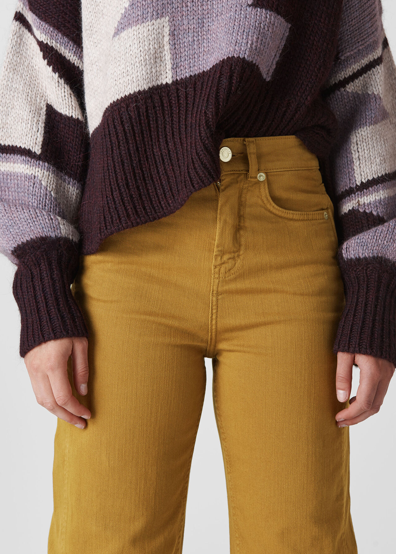 High Waist Barrel Leg Jean Camel