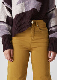 High Waist Barrel Leg Jean Camel