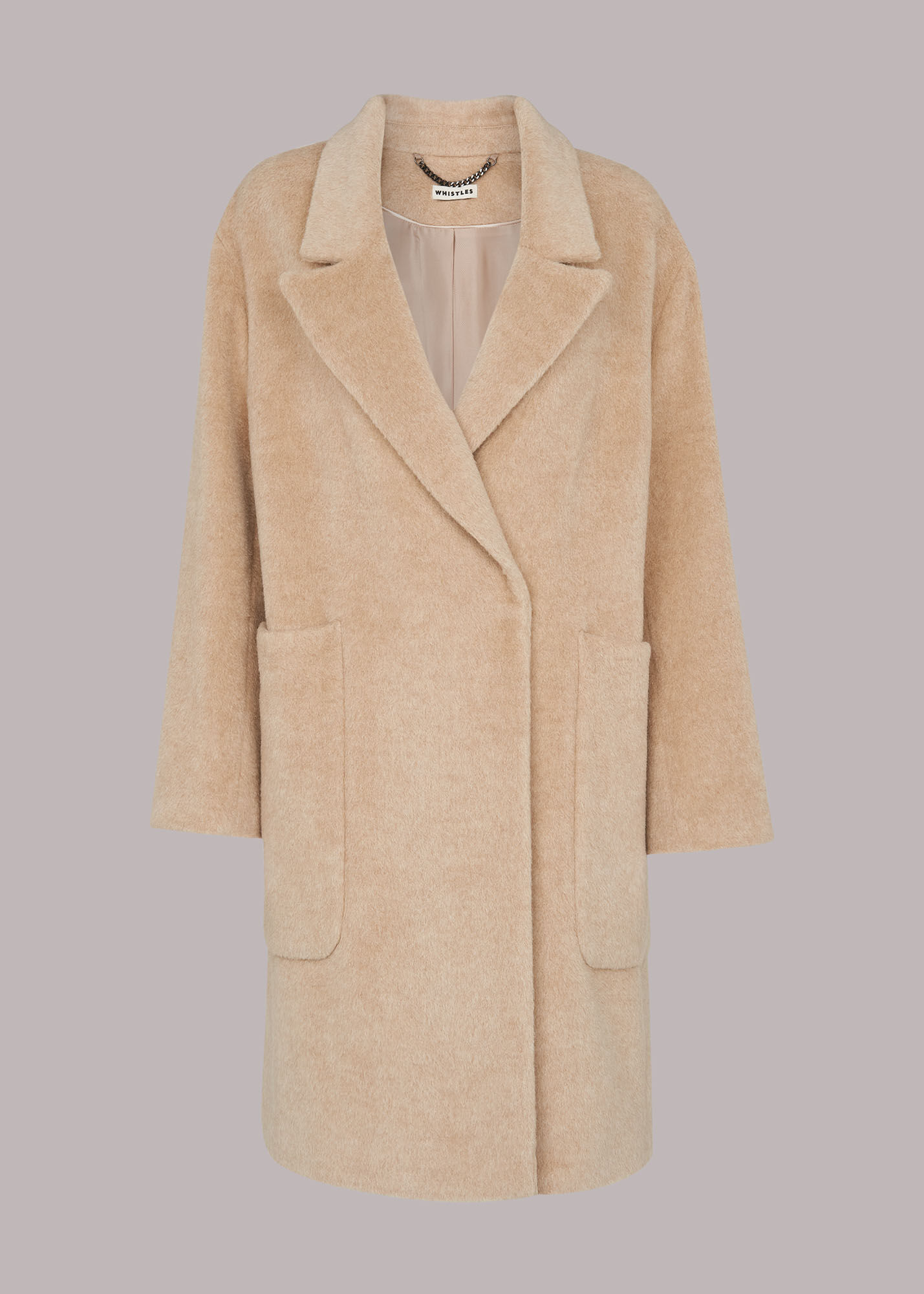 Oatmeal Lola Wool Mix Cocoon Coat WHISTLES Whistles US