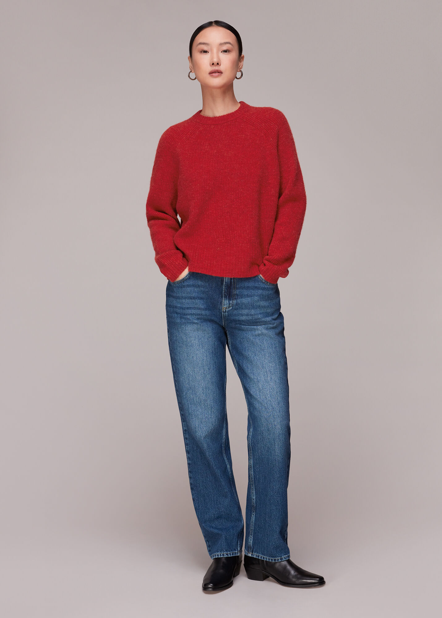 Red Frankie Ribbed Jumper WHISTLES
