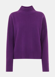 Wool Double Trim Funnel Neck