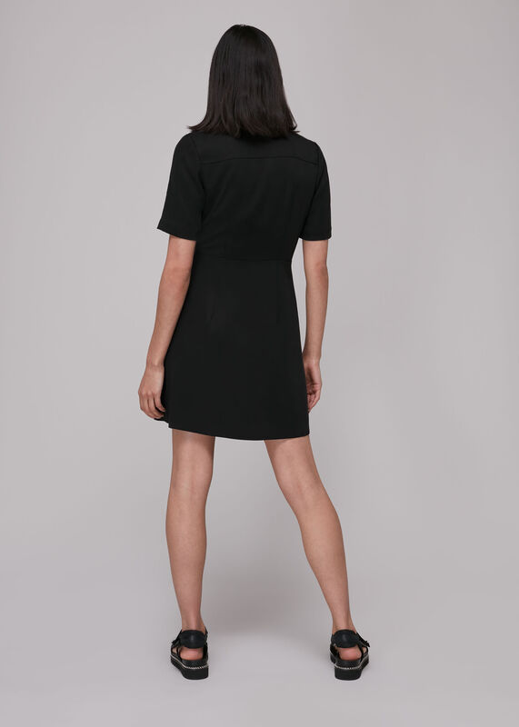 Black Beth Pleat Detail Wrap Dress