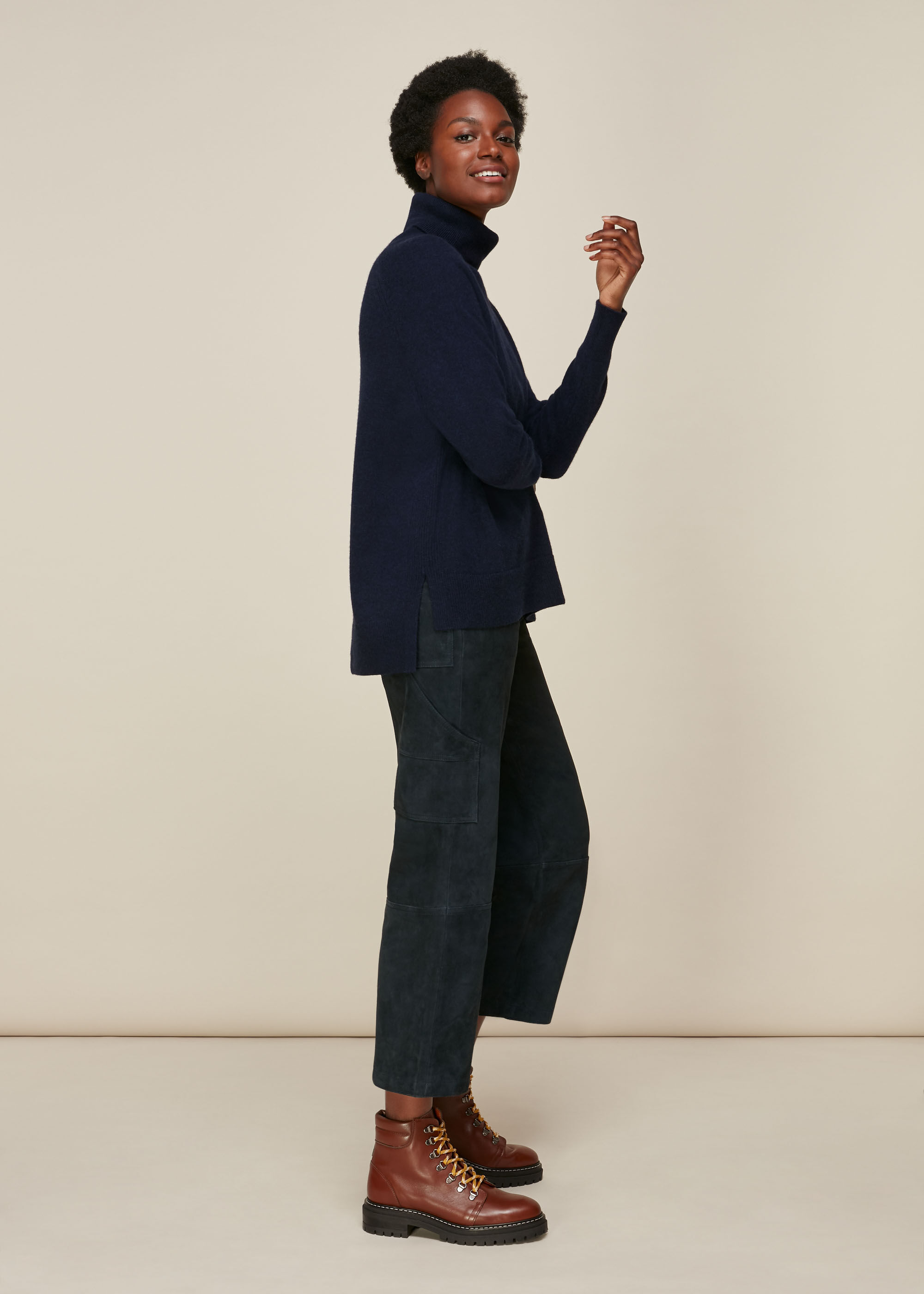 Navy cashmere hot sale roll neck jumper