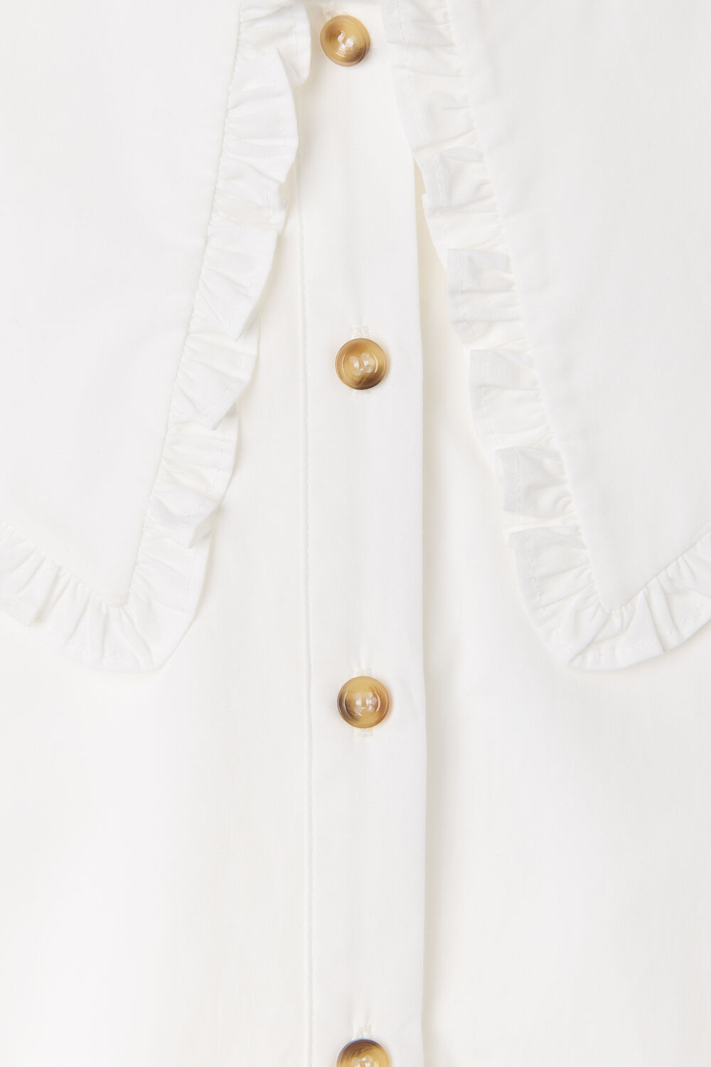 White Cotton Collar Detail Top