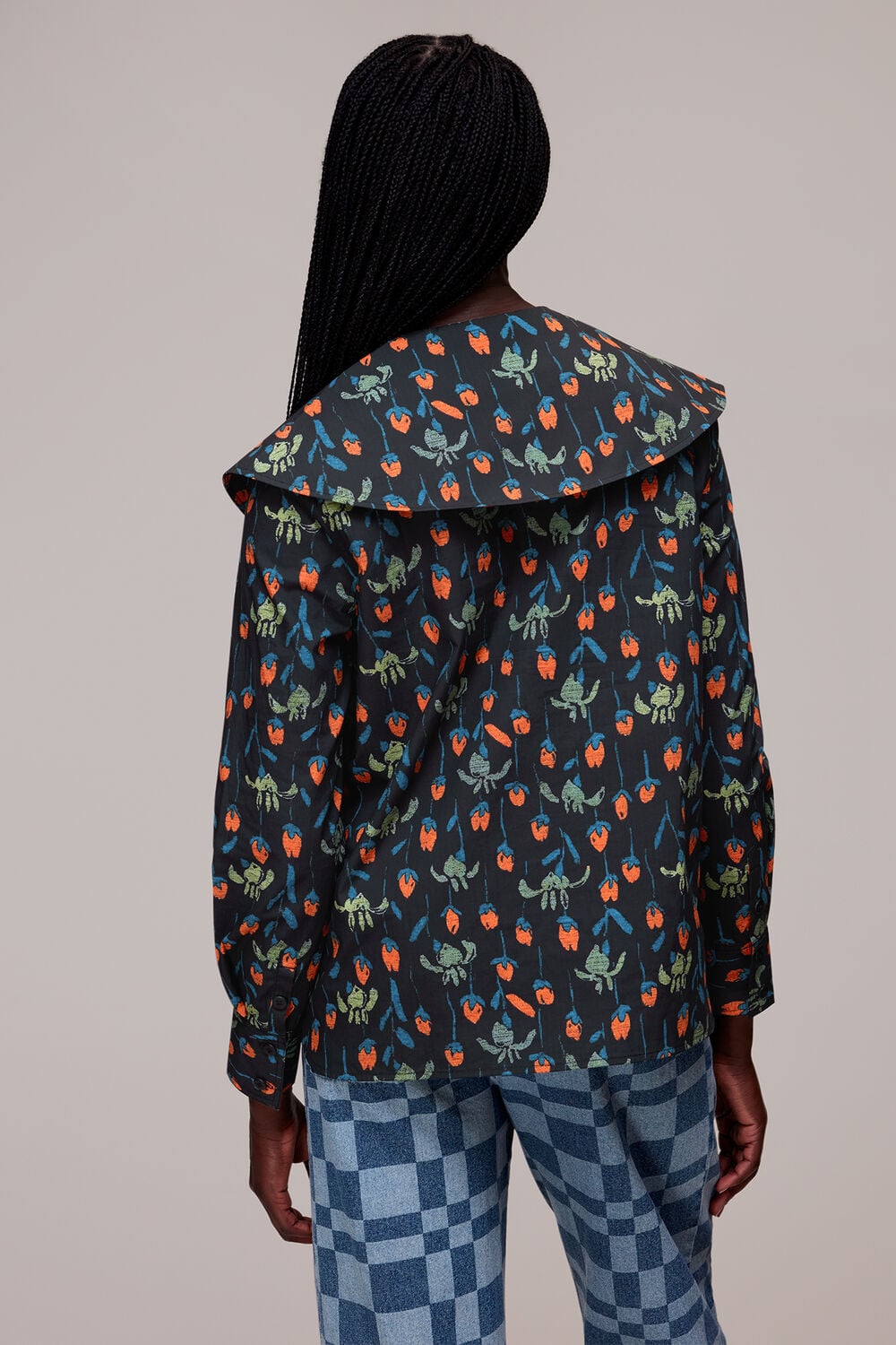 Tulips Print Collar Top